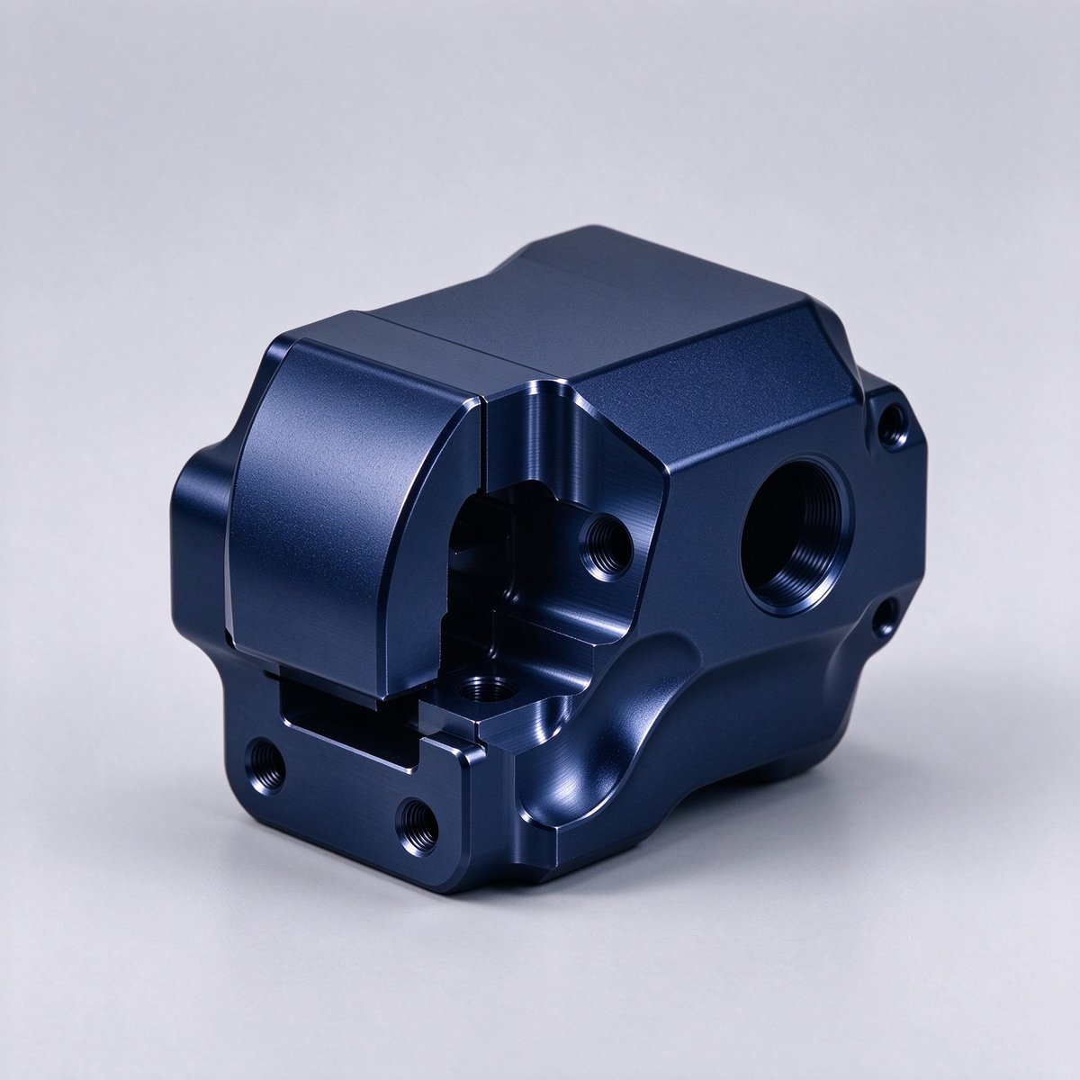 5-Axis CNC Machined Blue Anodized Aluminum Robot Joint Housing