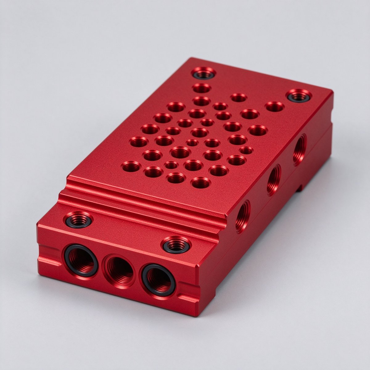 CNC Milled Aluminum Red Anodized Housing Block