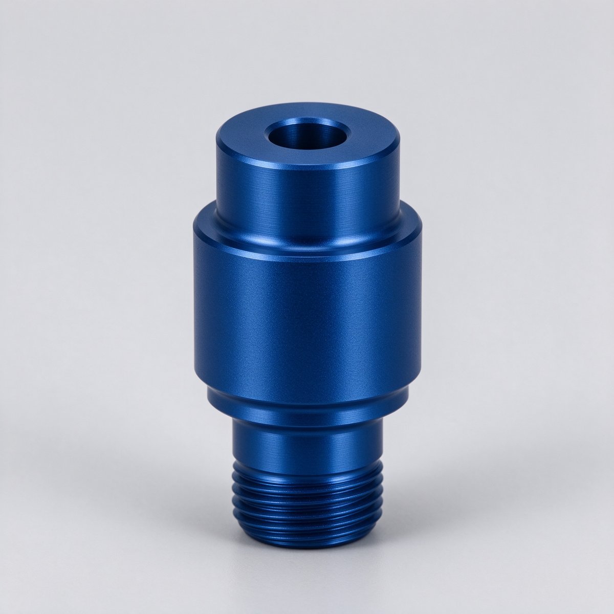 CNC Turned Aluminum Blue Anodized Threaded Shaft